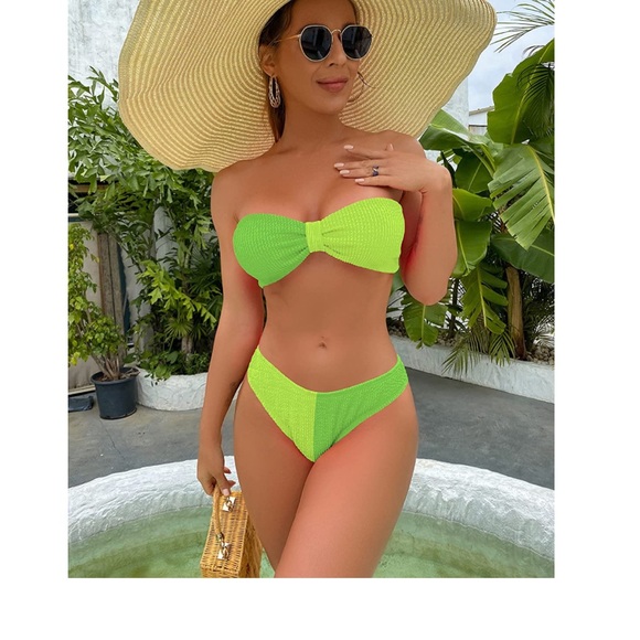 ❗️SOLD❗️Sherry Womens Bandeau High Waisted Bikini Neon M Set - Picture 7 of 8